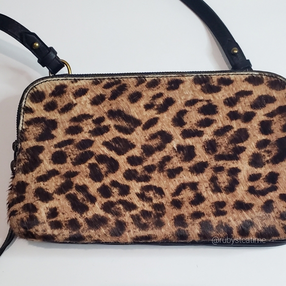 🎉MADEWELL Limited Edition Twin Cross Body Bag,Calf Hair with Leopard Print, NEW - Picture 10 of 16
